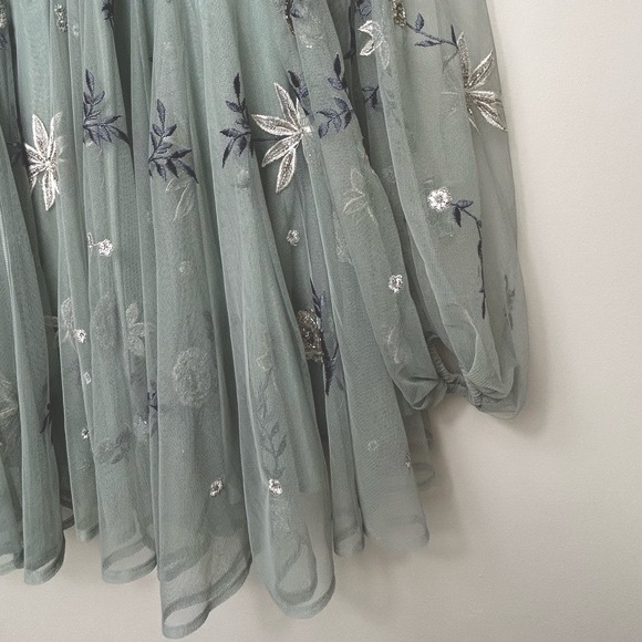 ASOS EDITION Petite Floral Beaded Mesh Dress Size: 4 - Picture 12 of 17